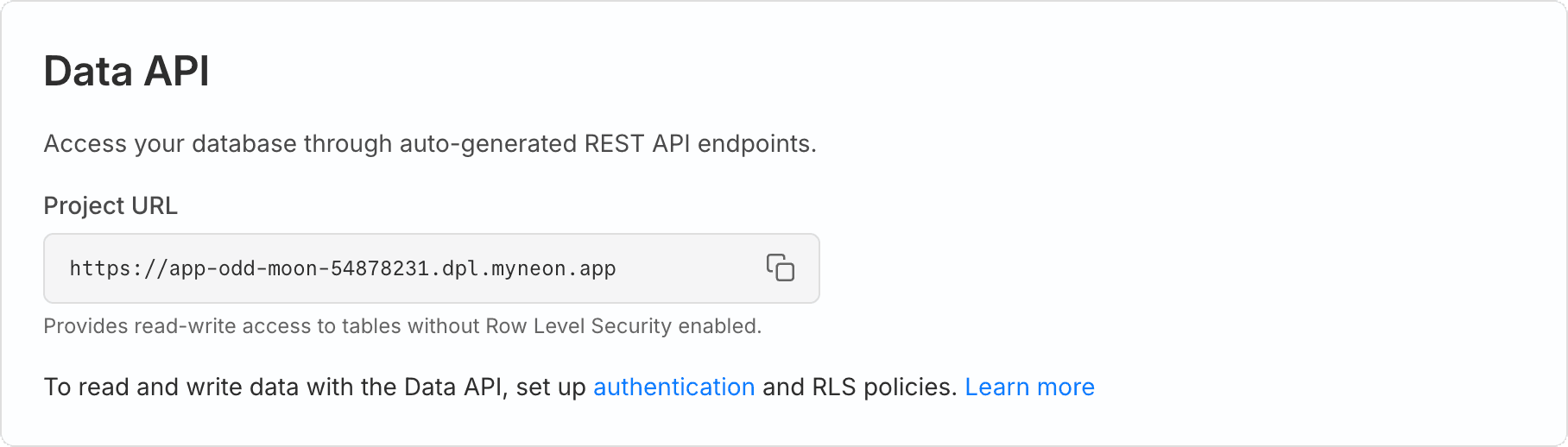Data API enabled view